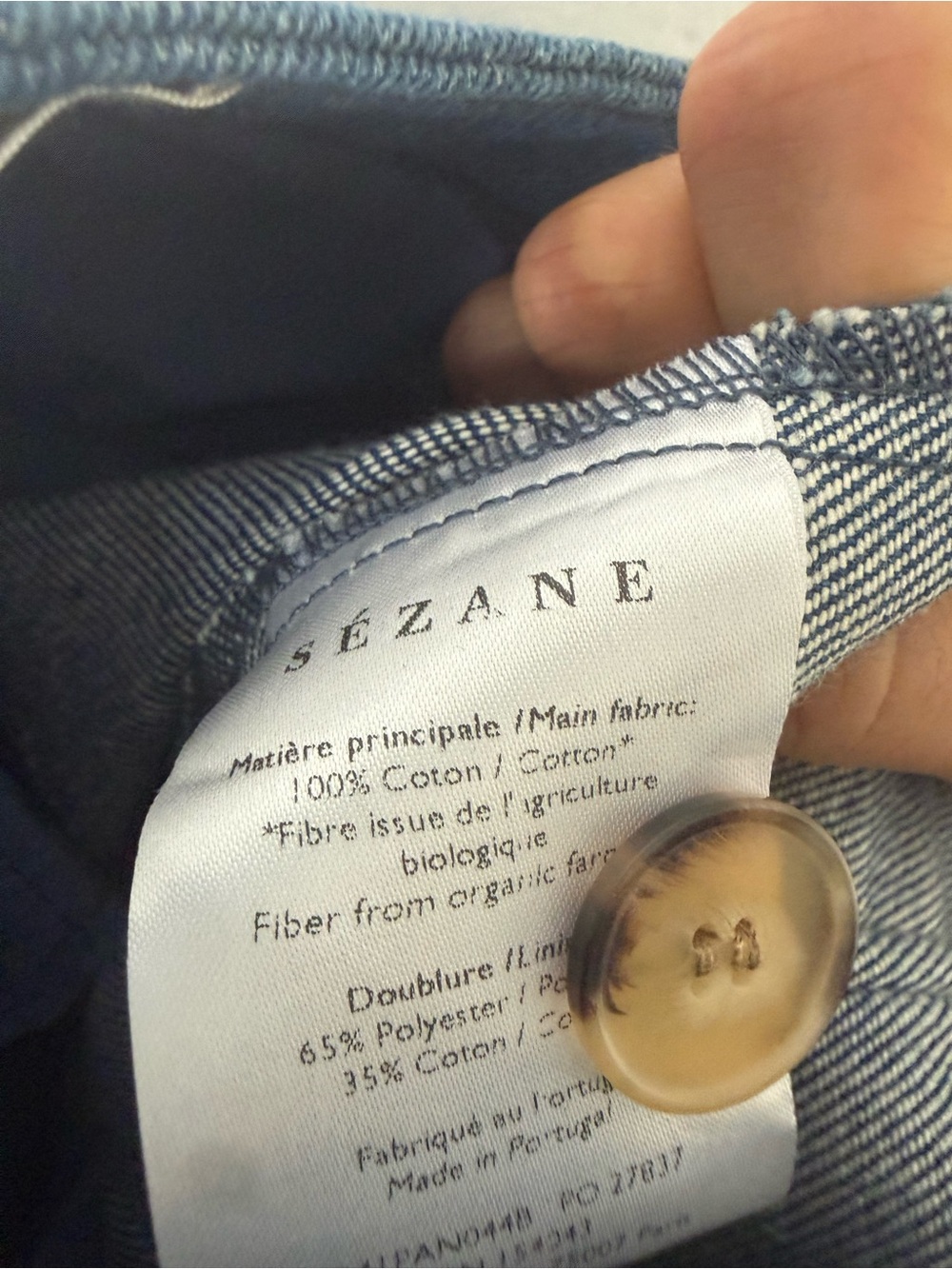 Sezane Trouser Jean Emilio Wide Leg Front Seam in Blue Denim - Picture 8 of 9